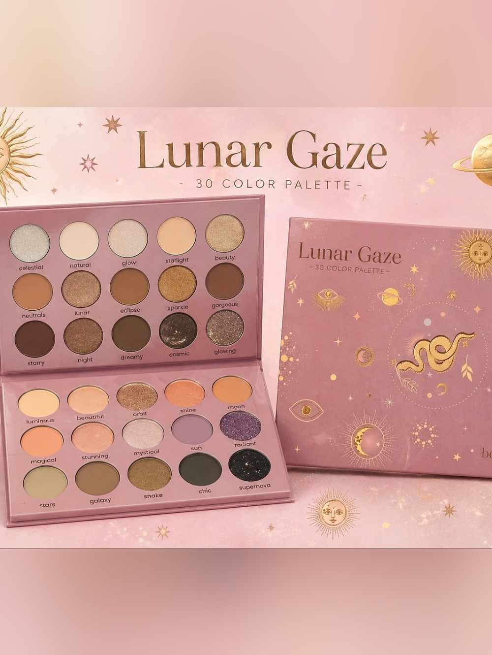 Lunar Gaze 30 Color Eyeshadow Palette ✨ Neutral + Glitter Glam NWT